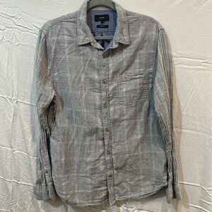 Vince Men’s Gray/Plaid Button Down Shirt, Size Large